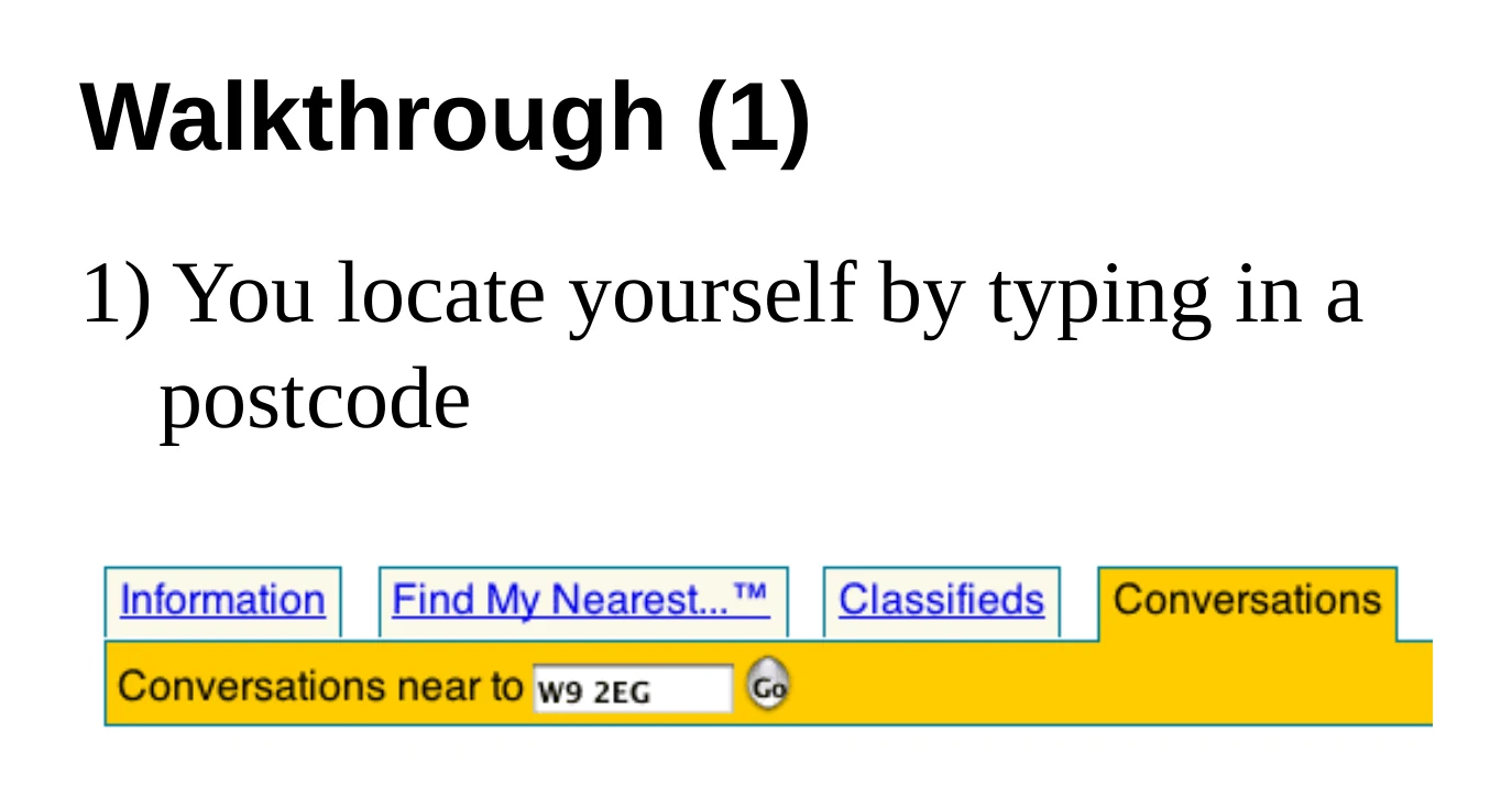 A screenshot showing the UpMyStreet control used to locate yourself by postcode.