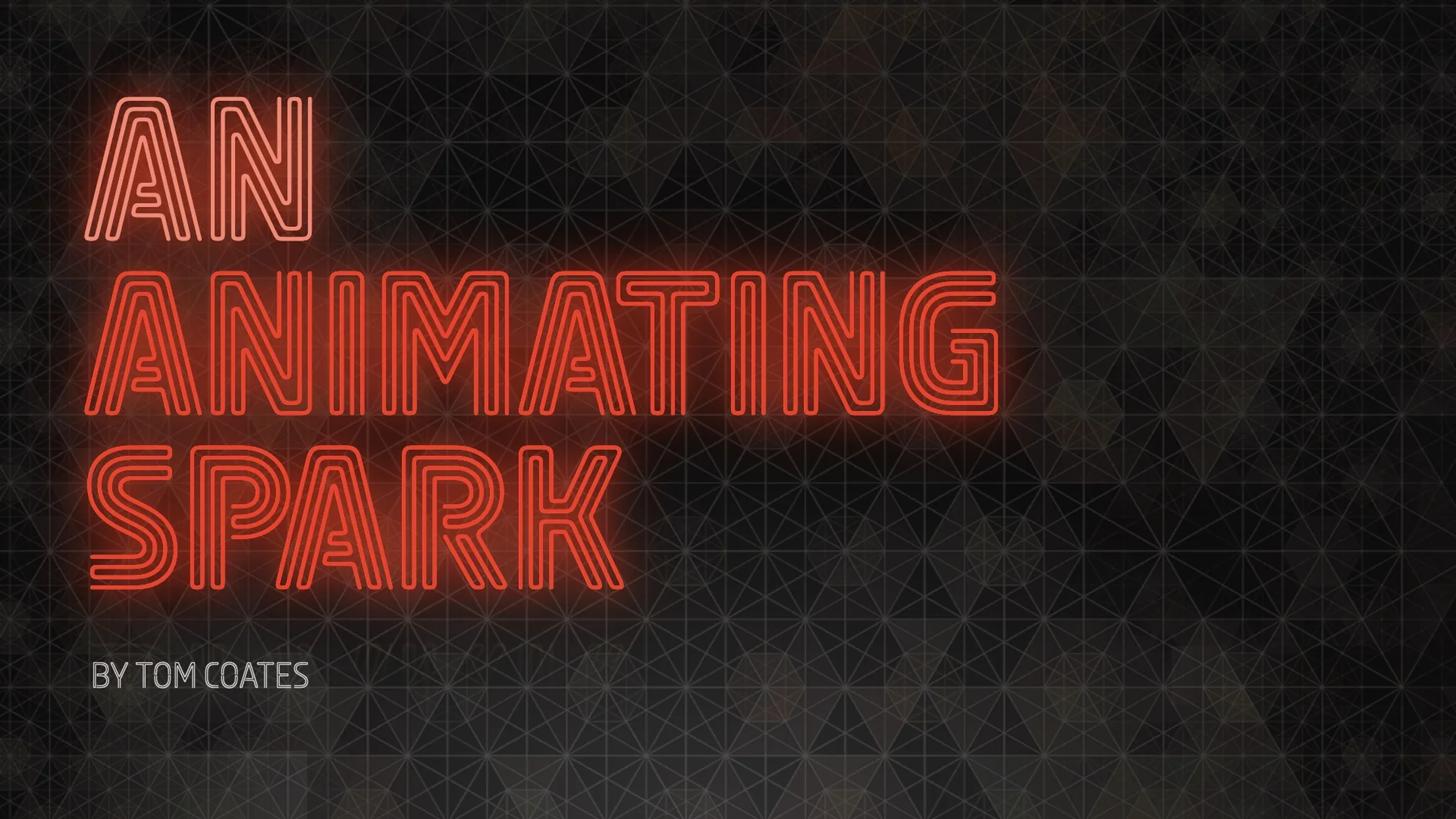Title slide: An Animating Spark, by Tom Coates.