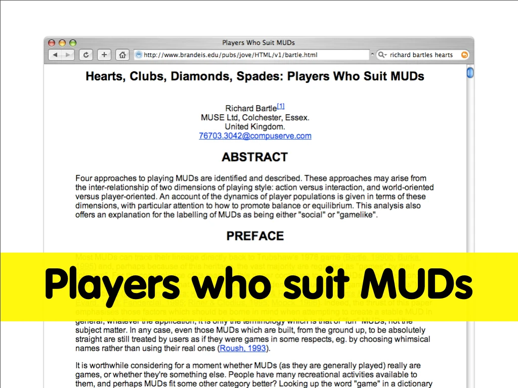 Slide reading: Players who suit MUDs.