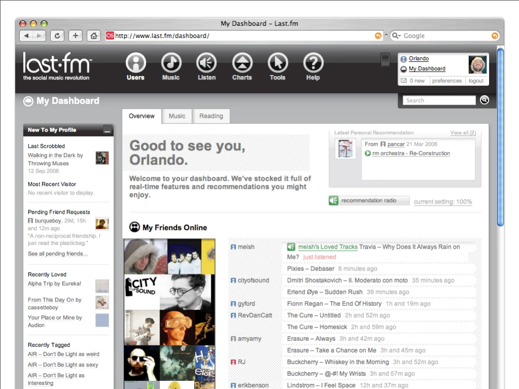 Slide reading: Social value on last.fm.