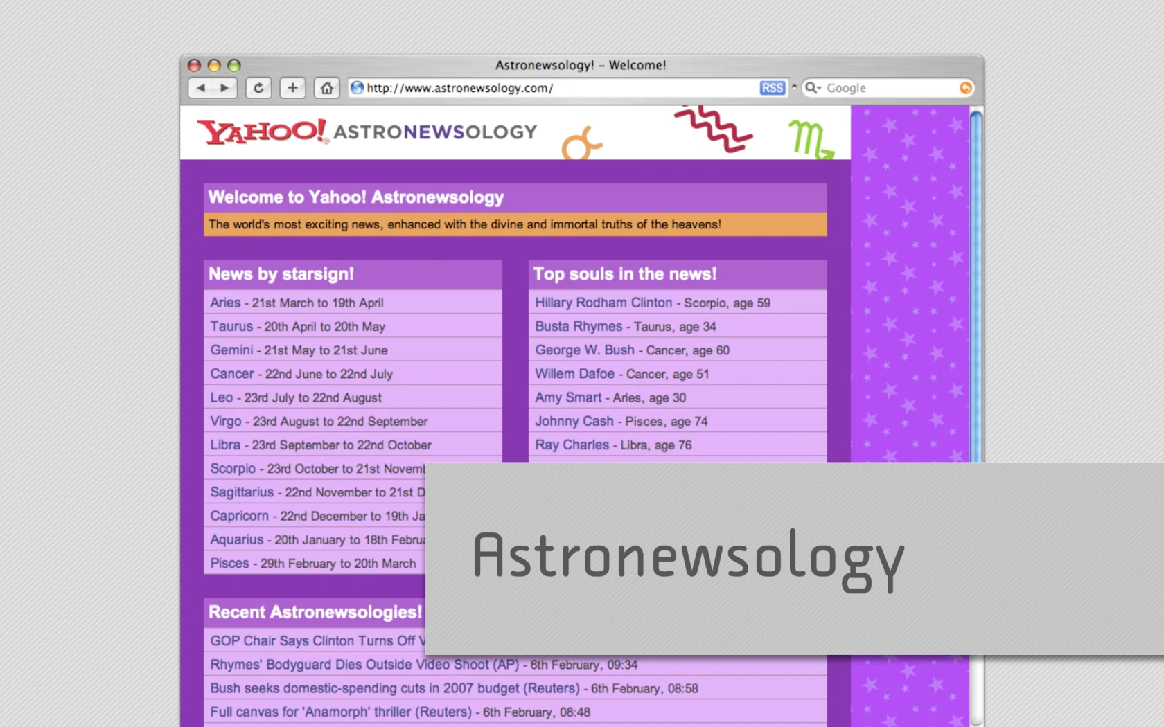Slide reading: Astronewsology.