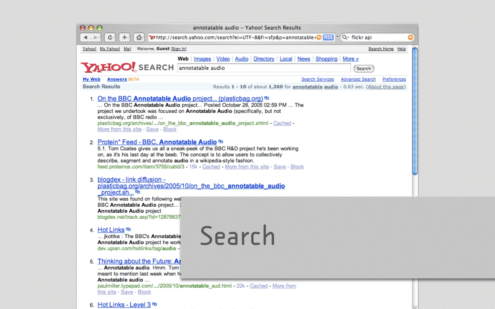 Slide reading: Search, Technorati, Digg and Delicious.