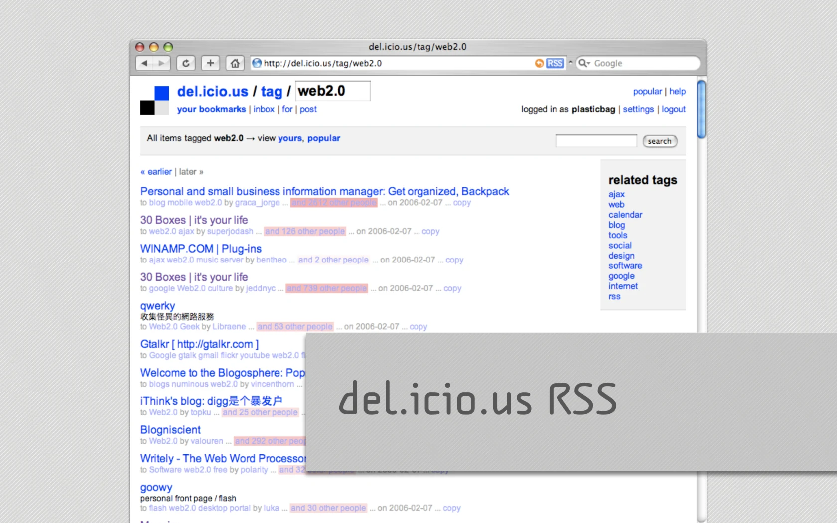 Slide reading: del.icio.us RSS.