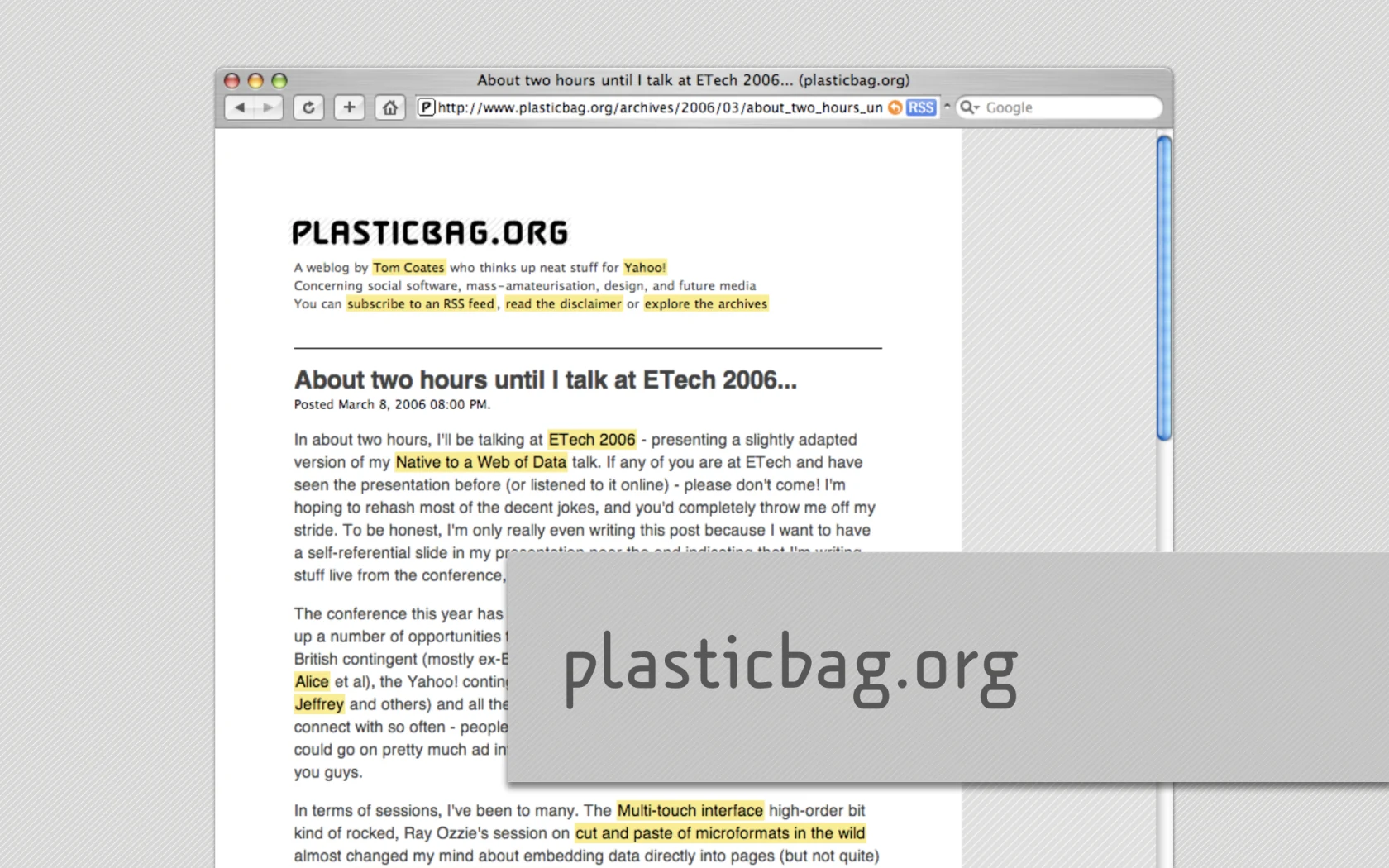 Slide reading: plasticbag.org.