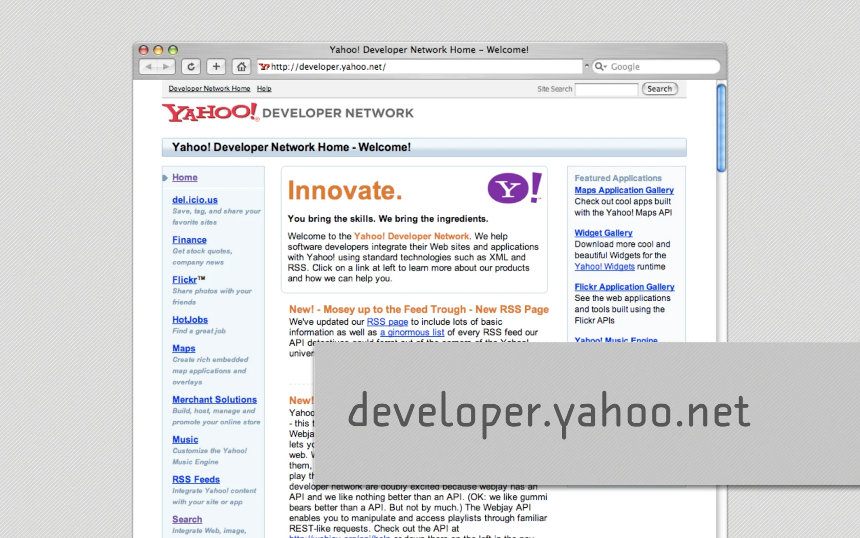 Slide reading: developer.yahoo.net.