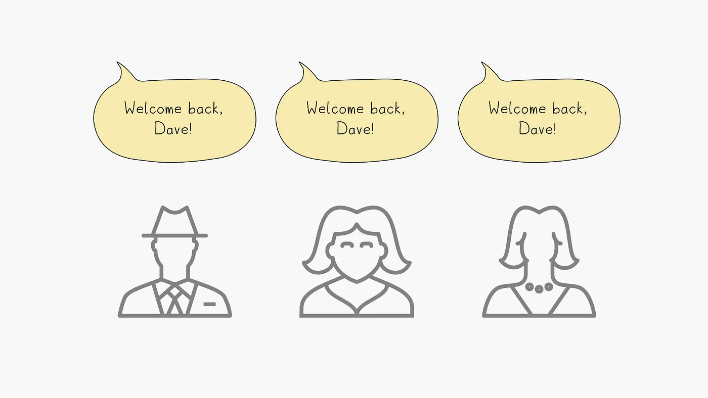 Three people being individually welcomed home by a connected service.